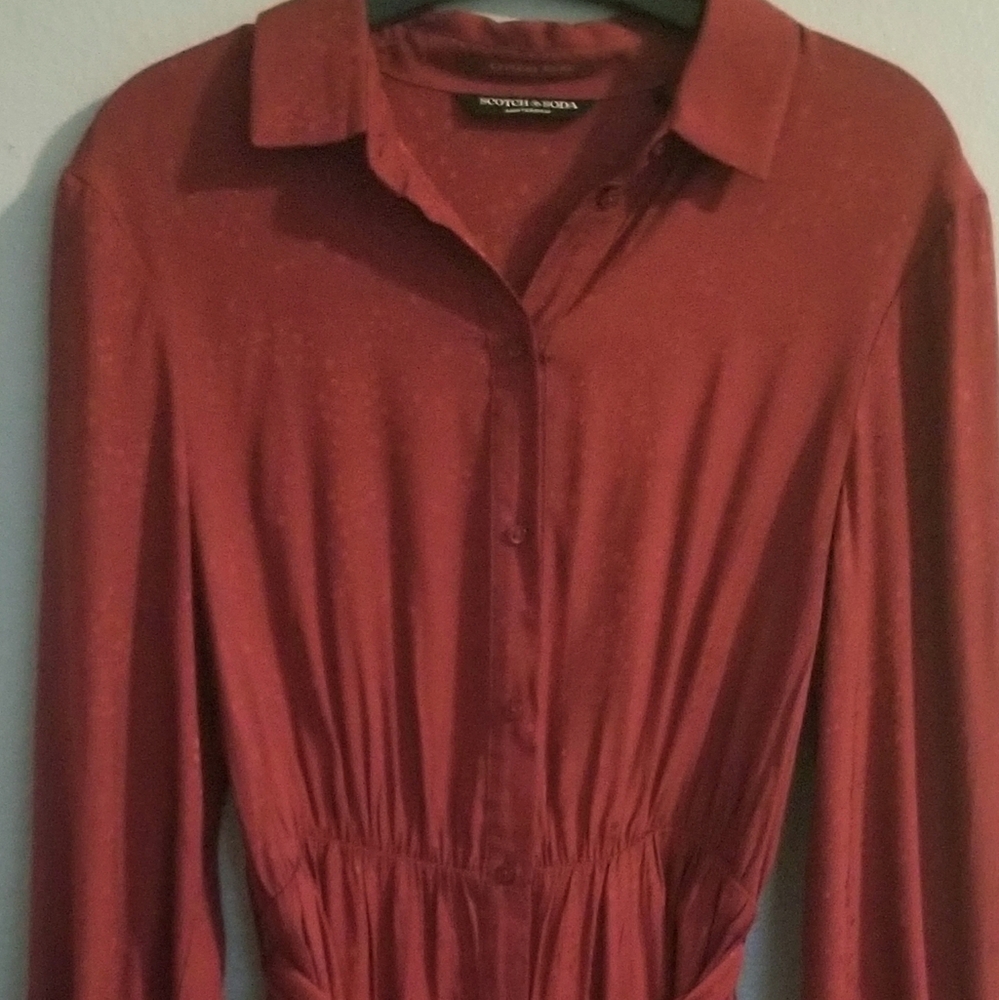 Scotch & Soda button down Midi dress. Burgundy color.